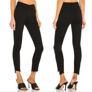 MOTHER Stunner Zip Ankle Step Fray Wash Not Guilty 26 Black Denim JEans